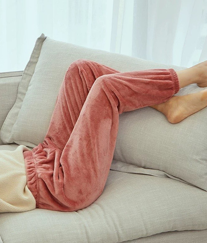 Womens Warm Fleece Pajama Pants Solid Color On Sale Now